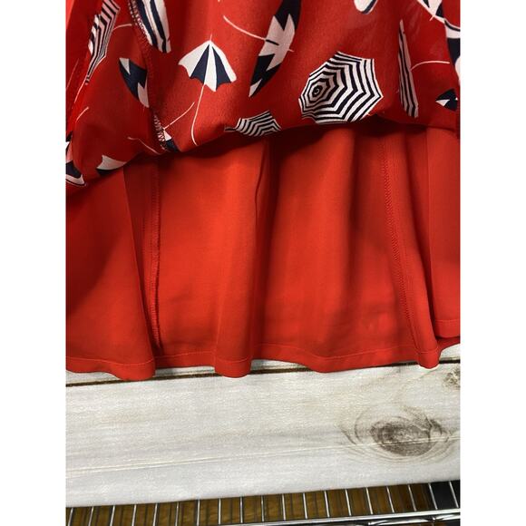 NWT Talbots Dress Sz 12 Red Beach Umbrellas Martini V Neck Lined Sheath NWT - Picture 8 of 11